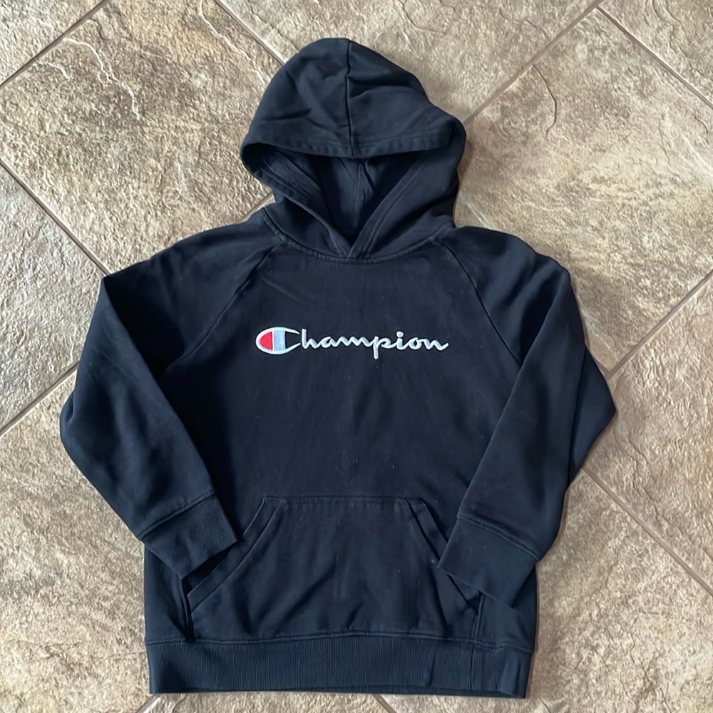 + CHAMPION + Black Hooded Sweatshirt